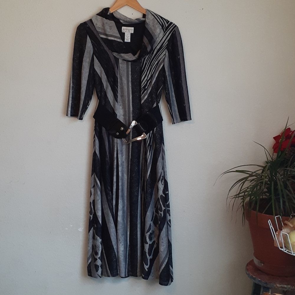 BETHANY Animal print Belted midi  dress size S